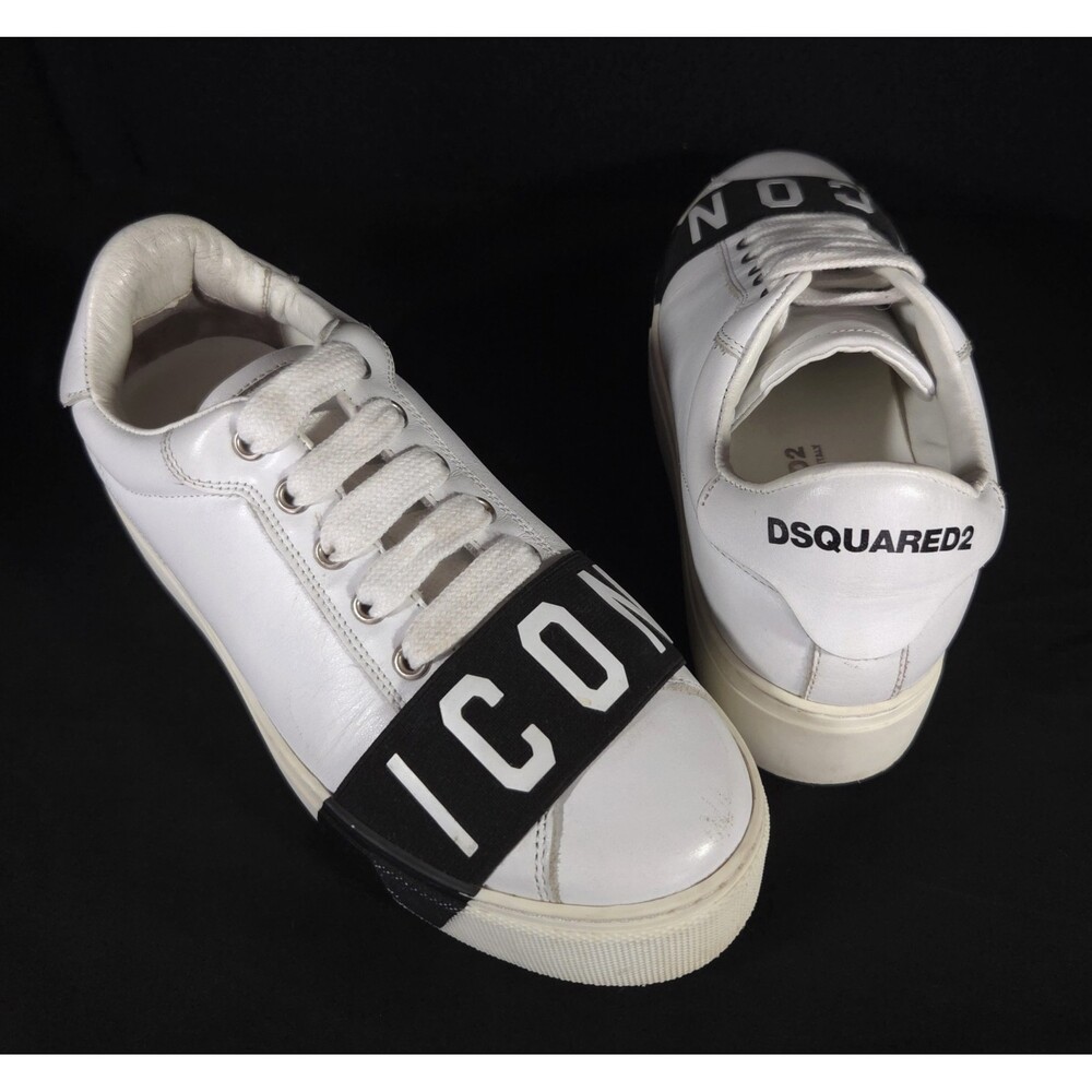 DSquared2 ICON Low Top Sneakers US 6 EU 36 Womens White Black $495